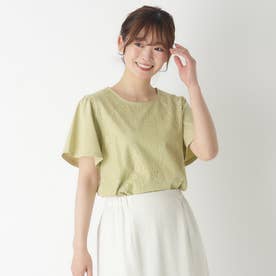 【身頃綿100％】フロントレースTシャツ （グリーン(022)）