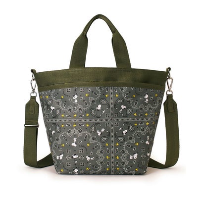 レスポートサック LeSportsac BUCKET TOTE （ピーナッツ バンダナパーティー グリーン）｜詳細画像