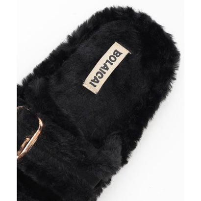 ファー ダブル ベルト フラット ルームサンダル （ブラウン）｜詳細画像