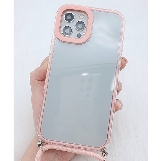 ストラップ付TPUクリアiPhoneケース （ピンク）