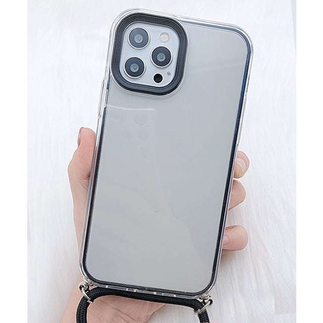 ストラップ付TPUクリアiPhoneケース （ブラック）