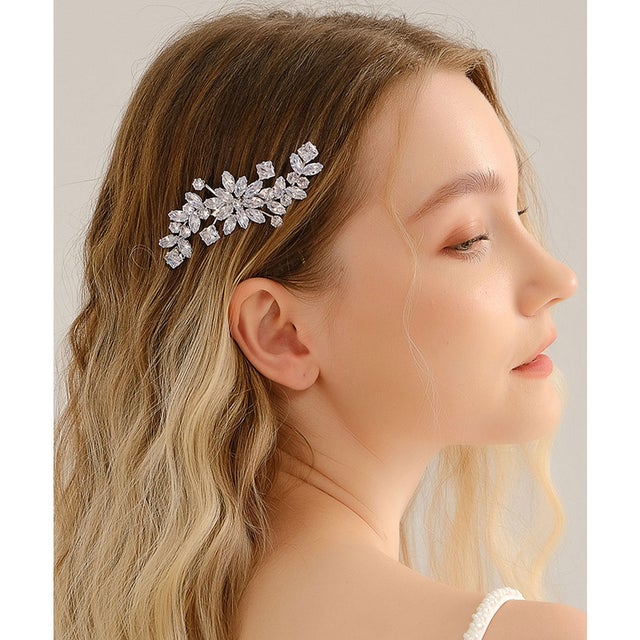 ビジュー バラエティ デザイン ウエディング ヘアコーム （F.シルバー）