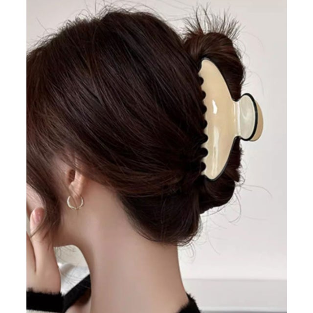 バイカラー 縁取り ニュアンス バンス ヘアクリップ （アイボリー）