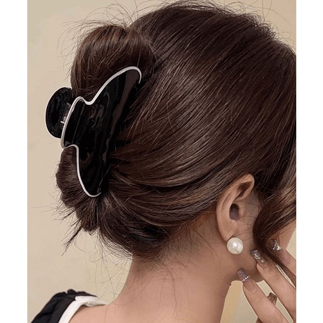 バイカラー 縁取り ニュアンス バンス ヘアクリップ （ブラック）