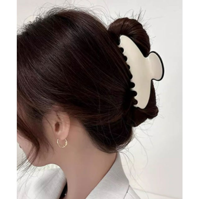 バイカラー 縁取り ニュアンス バンス ヘアクリップ （ホワイト）