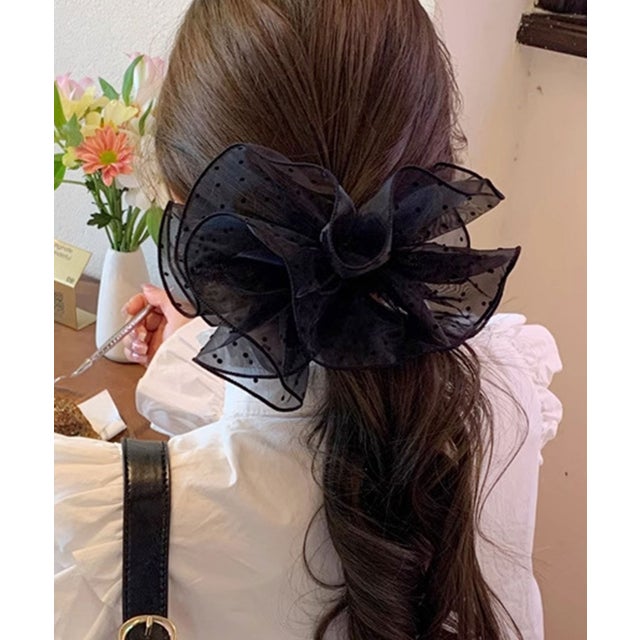 【2点セット】シアー ドット パイピング ヘアゴム シュシュ （ミックス）