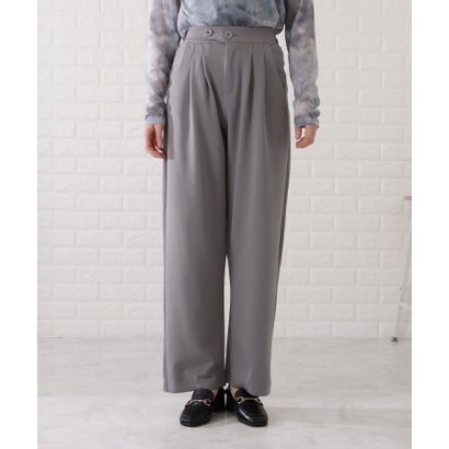 レースレディース Lace Ladies ハイウエストアシンメトリーとろみタックパンツ （グレー）｜詳細画像