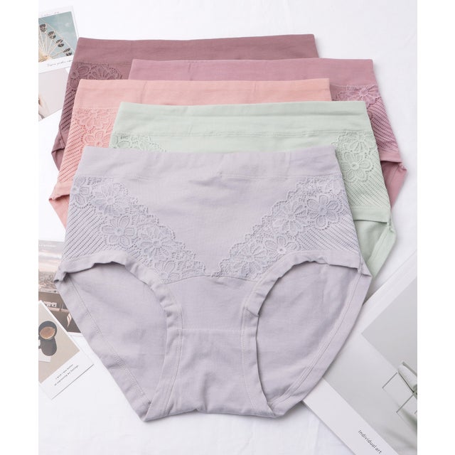 【5枚セット】ハイウエストフラワーコットンショーツ【返品不可商品】 （5枚セット）
