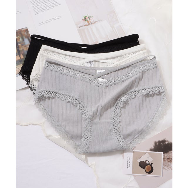 【3枚セット】クロスストラップローライズレースショーツ【返品不可商品】 （3枚セット）