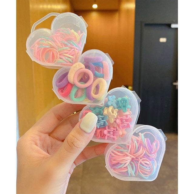 4連 ハート ボックス付き カラフル ゴム セット （C）