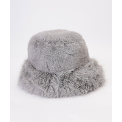 ソリッドカラー シャギー ファー 台形 ハット （ブラック）｜詳細画像