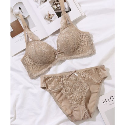 レースレディース Lace Ladies 【2点セット】カットアウト風 サイド レース ブラ&ショーツ【返品不可商品】 （ブラック）｜詳細画像