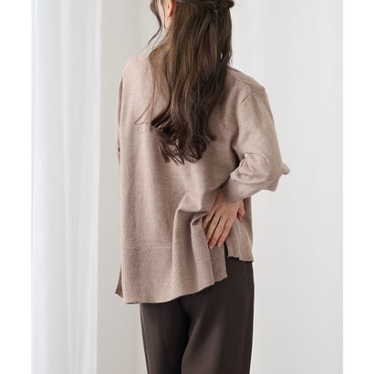 レースレディース Lace Ladies クルーネック オーバーサイズ サイド スリット ニット プルオーバー （モカ）｜詳細画像