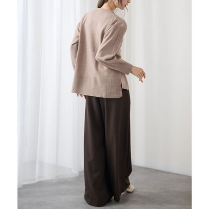 レースレディース Lace Ladies クルーネック オーバーサイズ サイド スリット ニット プルオーバー （モカ）｜詳細画像