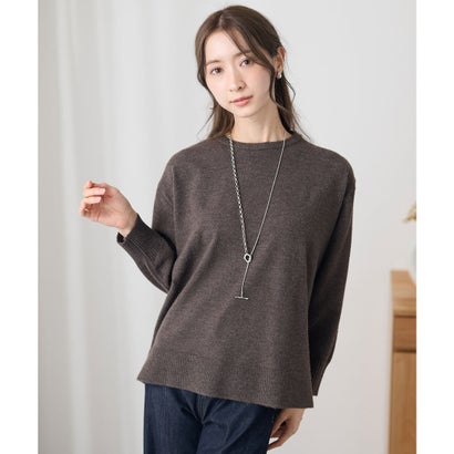 レースレディース Lace Ladies クルーネック オーバーサイズ サイド スリット ニット プルオーバー （ブラウン）｜詳細画像