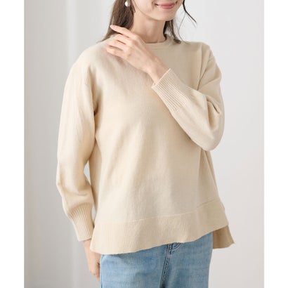 レースレディース Lace Ladies クルーネック オーバーサイズ サイド スリット ニット プルオーバー （アイボリー）｜詳細画像