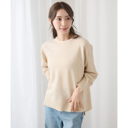 レースレディース Lace Ladies クルーネック オーバーサイズ サイド スリット ニット プルオーバー （アイボリー）｜詳細画像