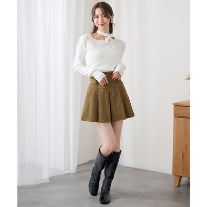 レースレディース Lace Ladies クルーネック チョーカー リボン ニット トップス （ホワイト）｜詳細画像