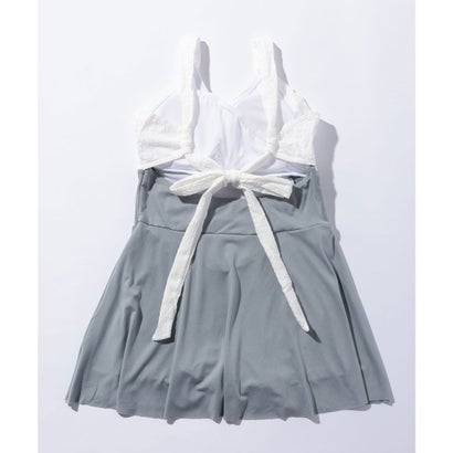 レースレディース Lace Ladies 配色 バックリボン フレア ワンピース 水着 （ベージュ）｜詳細画像