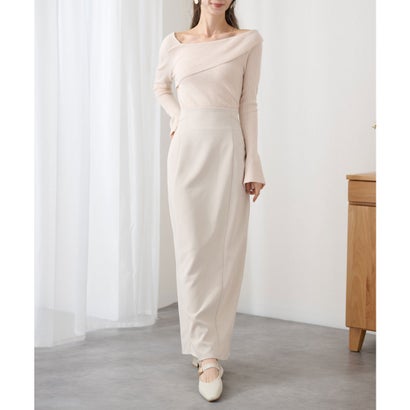 レースレディース Lace Ladies アシンメトリー フレア袖 長袖 ニット トップス （ベージュ）｜詳細画像
