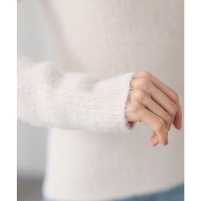 レースレディース Lace Ladies オフショルダー 折り返し リブ シャギー ニット トップス （ブラック）｜詳細画像