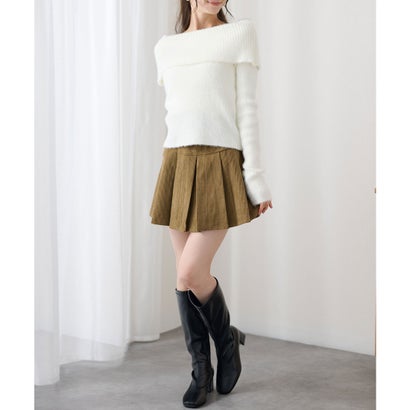 レースレディース Lace Ladies オフショルダー 折り返し リブ シャギー ニット トップス （アイボリー）｜詳細画像