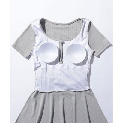 レースレディース Lace Ladies 【2点セット】ヘンリーネック 半袖 フレア ワンピース 水着 （ブラック）｜詳細画像