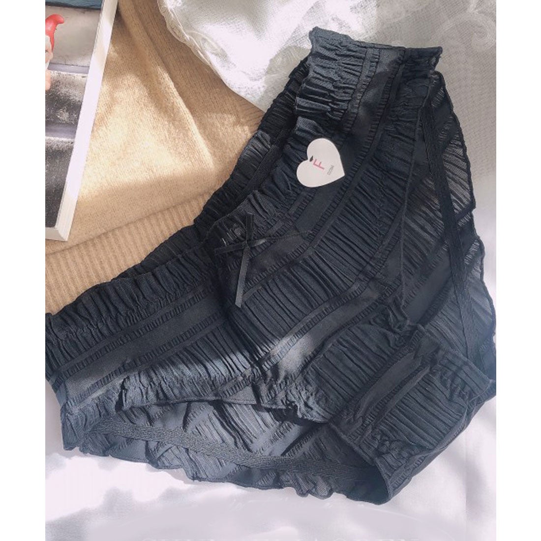 AD2015 archive 総ギャザーフリルパンツ 黒 ショーツ レースレディース Lace Ladies フリルギャザーショーツ 2枚組【返品