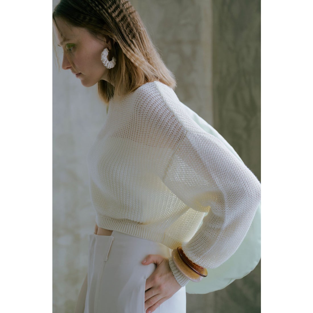 リル アンビション Lil Ambition Short Knit Pullover （white） -靴 