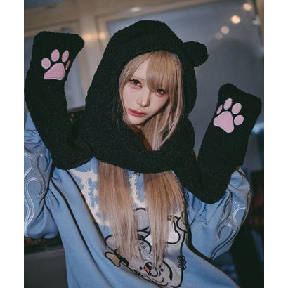 GALFY/ガルフィー/犬毛フードマフラー （ブラック）｜詳細画像