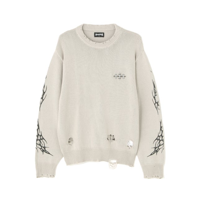 Sup／Distress Tribal Bone C Knt （グレー）