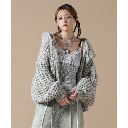 エルエイチピー L.H.P. DankeSchon/ダンケシェーン/WAFFLE KNIT ZIP HOODIE （グレー）｜詳細画像
