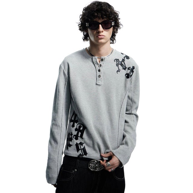 DND4DES/ディーエヌディーフォーデス/Henley Patch L/S Tee （グレー）