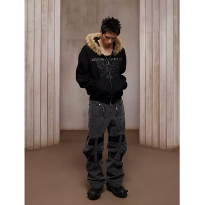 エルエイチピー L.H.P. DND4DES/ディーエヌディーフォーデス/Washed Paneled Strap-Tacked Jeans （グレー）｜詳細画像