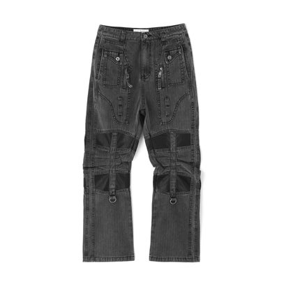 エルエイチピー L.H.P. DND4DES/ディーエヌディーフォーデス/Washed Paneled Strap-Tacked Jeans （グレー）｜詳細画像