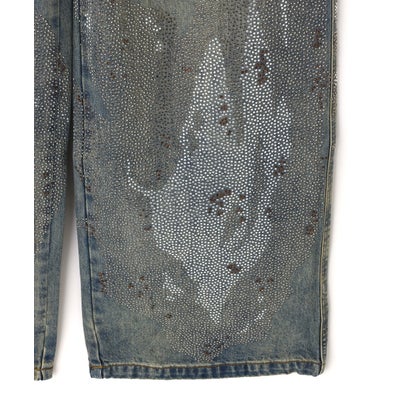 エルエイチピー L.H.P. DND4DES/ディーエヌディーフォーデス/Rhinestone Dirty Denim Pants （ブルー）｜詳細画像