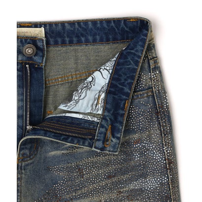 エルエイチピー L.H.P. DND4DES/ディーエヌディーフォーデス/Rhinestone Dirty Denim Pants （ブルー）｜詳細画像