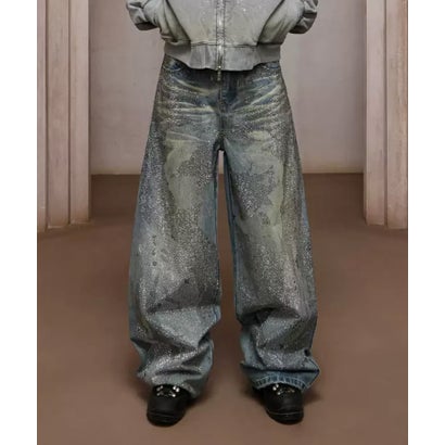 エルエイチピー L.H.P. DND4DES/ディーエヌディーフォーデス/Rhinestone Dirty Denim Pants （ブルー）｜詳細画像