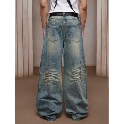 エルエイチピー L.H.P. DND4DES/ディーエヌディーフォーデス/Rhinestone Dirty Denim Pants （ブルー）｜詳細画像