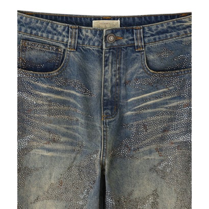 エルエイチピー L.H.P. DND4DES/ディーエヌディーフォーデス/Rhinestone Dirty Denim Pants （ブルー）｜詳細画像