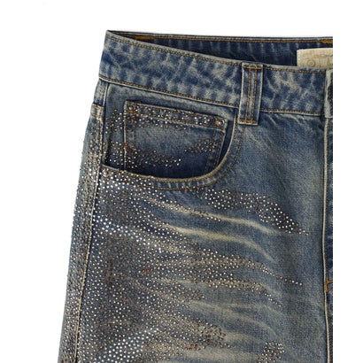 エルエイチピー L.H.P. DND4DES/ディーエヌディーフォーデス/Rhinestone Dirty Denim Pants （ブルー）｜詳細画像