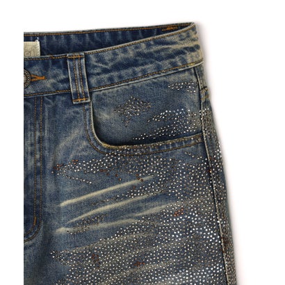 エルエイチピー L.H.P. DND4DES/ディーエヌディーフォーデス/Rhinestone Dirty Denim Pants （ブルー）｜詳細画像