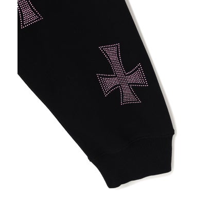 UNKNOWNLONDON/アンノウンロンドン/Allover Cross Rhinestone Zip Hoodie （ブラック）｜詳細画像