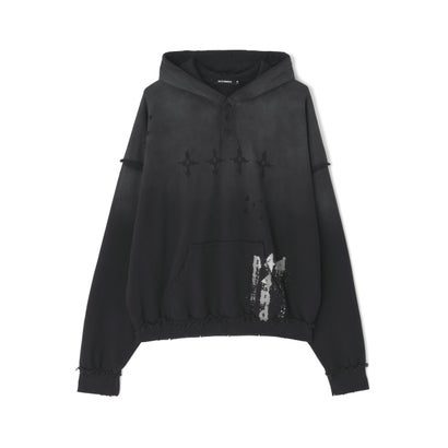 エルエイチピー L.H.P. NOT4NERD/ノットフォーナード/4444 Raw Edge Wash Pull Hoodie （ブラック）｜詳細画像