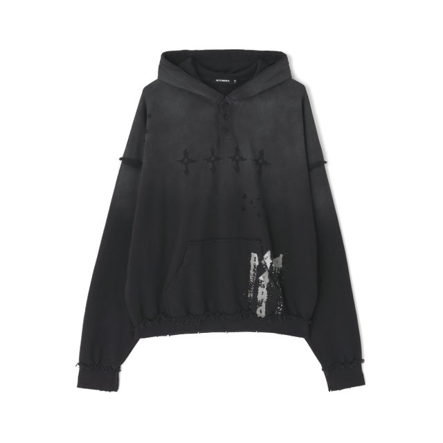 NOT4NERD/ノットフォーナード/4444 Raw Edge Wash Pull Hoodie （ブラック）