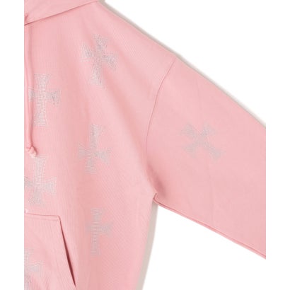 エルエイチピー L.H.P. UNKNOWNLONDON/アンノウンロンドン/Pink Allover Cross Rhinestone Zip Hoodie （ピンク）｜詳細画像