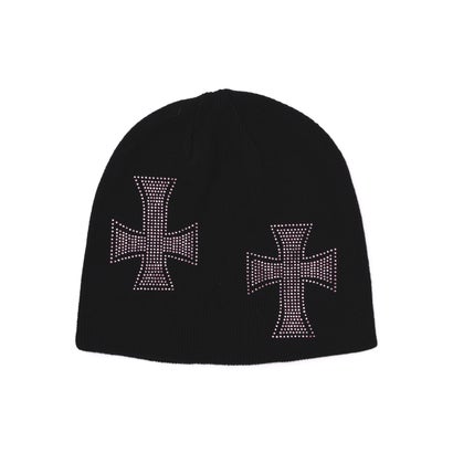 エルエイチピー L.H.P. UNKNOWNLONDON/アンノウンロンドン/Cross Rhinestone Beanie （ピンク）｜詳細画像