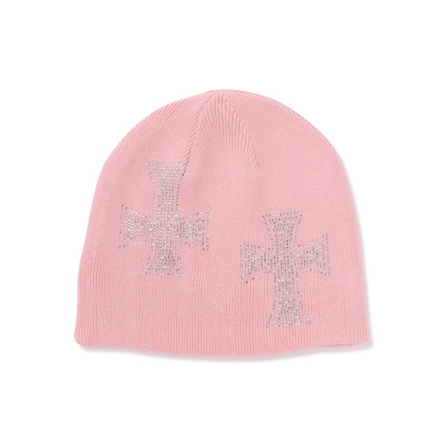 UNKNOWNLONDON/アンノウンロンドン/Cross Rhinestone Beanie （ピンク）
