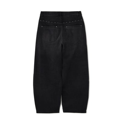 エルエイチピー L.H.P. SUPPLIER/サプライヤー/Studs Tribal Leather Patch Curve Denim （ブラック）｜詳細画像