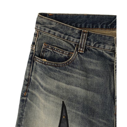 エルエイチピー L.H.P. SUPPLIER/サプライヤー/Studs Tribal Leather Patch Curve Denim （ブラック）｜詳細画像